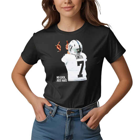 "No Luck Just Hate" Geno Smith T-Shirt - Bootleg Style Football Apparel, Crewneck Graphic Tee-Pasimax