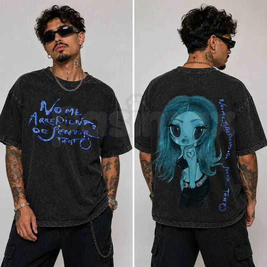 No Me Arrepiento de Sentir Tanto Vintage Washed Shirt – Retro Spanish Quote Graphic Tee, Emotional Aesthetic Lightweight Cotton Unisex Streetwear Top-Pasimax