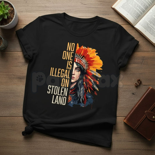 "No One Is Illegal On Stolen Land" Vintage Shirt - Indigenous Rights & Immigration Reform Graphic Tee, Social Justice Activist Shirt, Premium Heavyweight Unisex Human Rights Top, Decolonize Borders Apparel, Vintage Protest Statement Tee-Pasimax