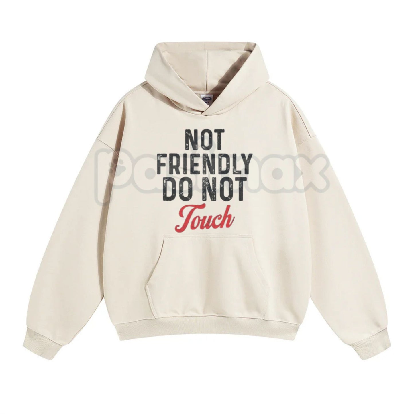 "Not Friendly Do Not Touch" Humorous Black Hoodie – Sarcastic Introvert Pullover, Funny Antisocial Statement Gear, Unisex-Pasimax