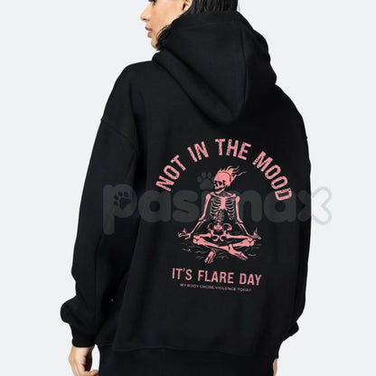 "Not In The Mood, It’s Flare Day" Hoodie – Chronic Illness & Spoonie Slogan Pullover, Invisible Illness Awareness, Cozy Disability Streetwear-Pasimax