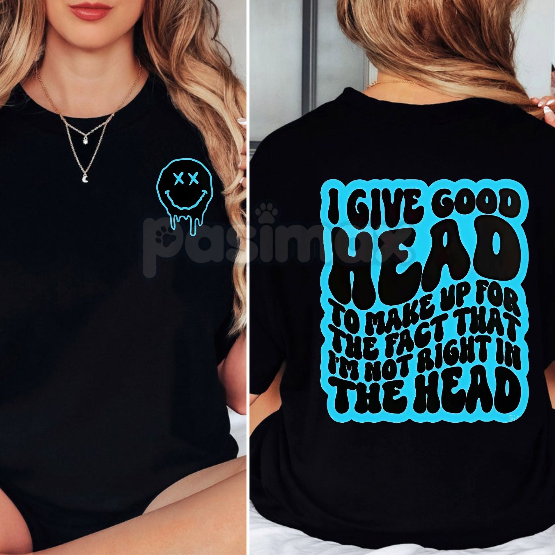 "Not Right in the Head" Funny Sarcastic T-Shirt - Retro Wavy Lettering Graphic Tee, Cute Sarcasm Humor Shirt, Trendy Aesthetic Casual Top, Mental Health Humor Apparel, Witty Sassy Graphic Tee-Pasimax
