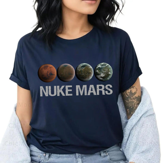 "Nuke Mars" Essential T-Shirt - SpaceX Fan Apparel, Bold Space Exploration Tee-Pasimax