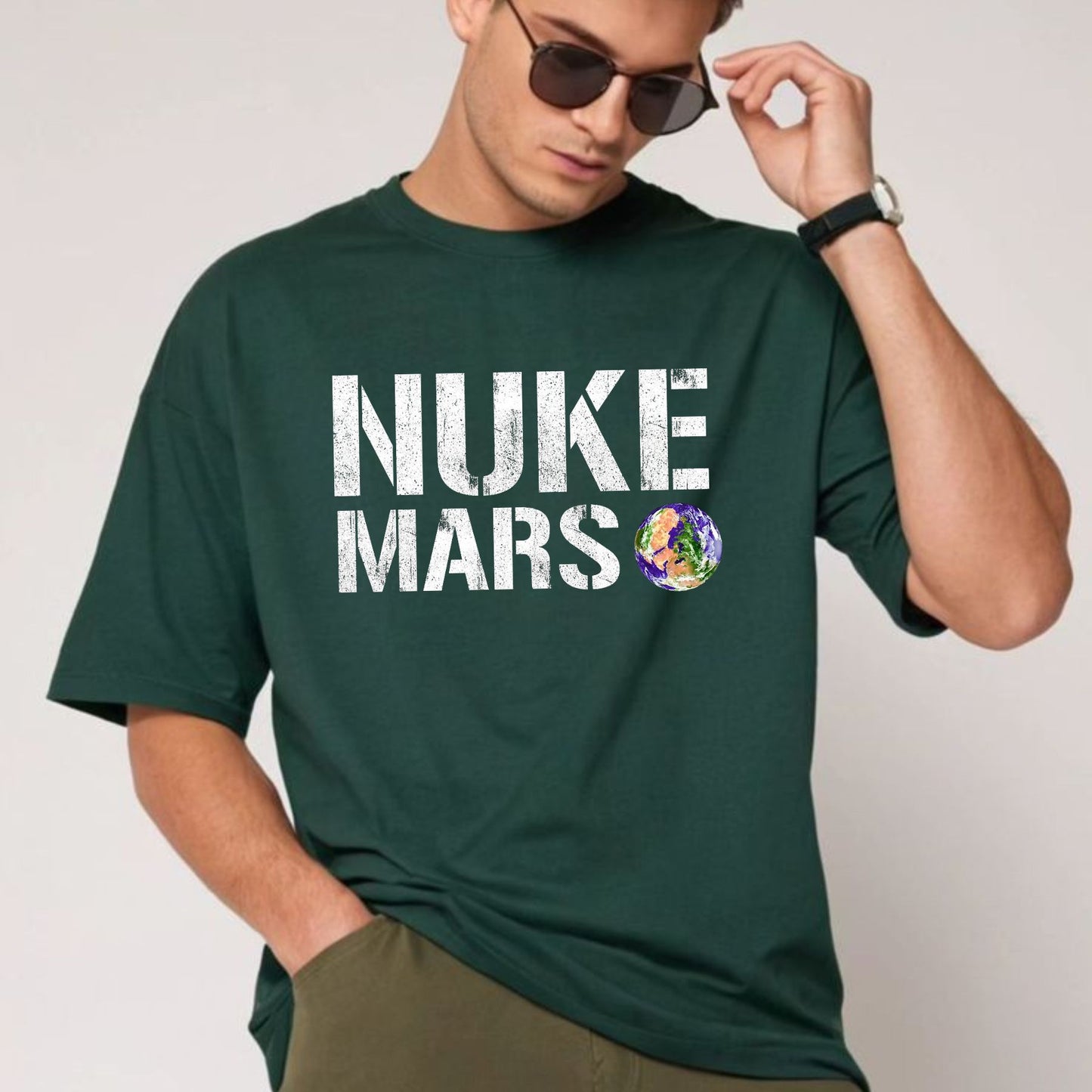 "Nuke Mars" T-Shirt - Elon Musk SpaceX Project Fan Apparel, Classic Space Exploration Tee-Pasimax