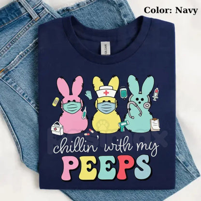 Nurse Easter Sweatshirt | Chillin' With My Peeps Nursing Crewneck | Funny Healthcare Easter Jumper | Registered Nurse Bunny Pullover | LPN NP Easter Graphic Top | Pediatric Nurse Holiday Shirt-Pasimax