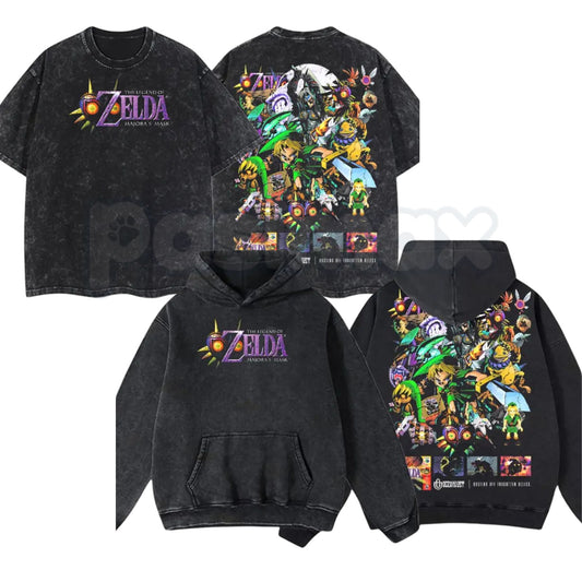 OceanDust4U Legend of Zelda Majora's Mask T-Shirt & Hoodie – Vintage Washed Graphic Apparel, Lightweight Retro Gaming Streetwear-Pasimax