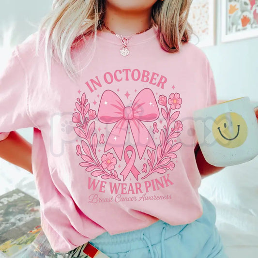 October Pink Breast Cancer Awareness Halloween Ghost T-Shirt – Boo Ribbon Graphic Tee-Pasimax