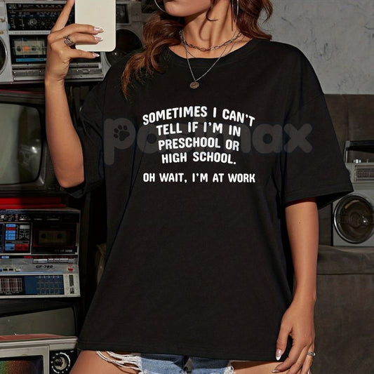 "Oh Wait I’m At Work" Funny Teacher T-Shirt – Preschool & High School Office Humor Graphic Tee, Premium 100% Cotton Classroom Top, Soft Lived-In Heavyweight Educator Shirt, Made in USA-Pasimax