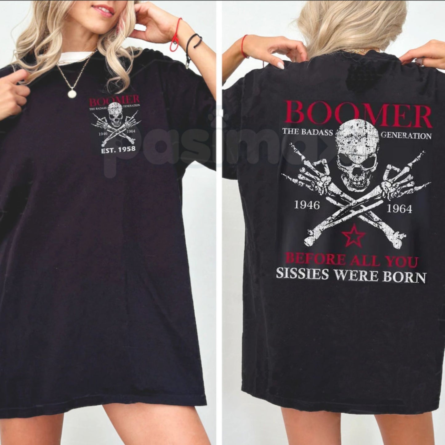 Old School Boomer Legacy T-Shirt (1946–1964) - Vintage Skull Statement Tee, Generational Pride Apparel, Tough Guy Slogan Gift-Pasimax