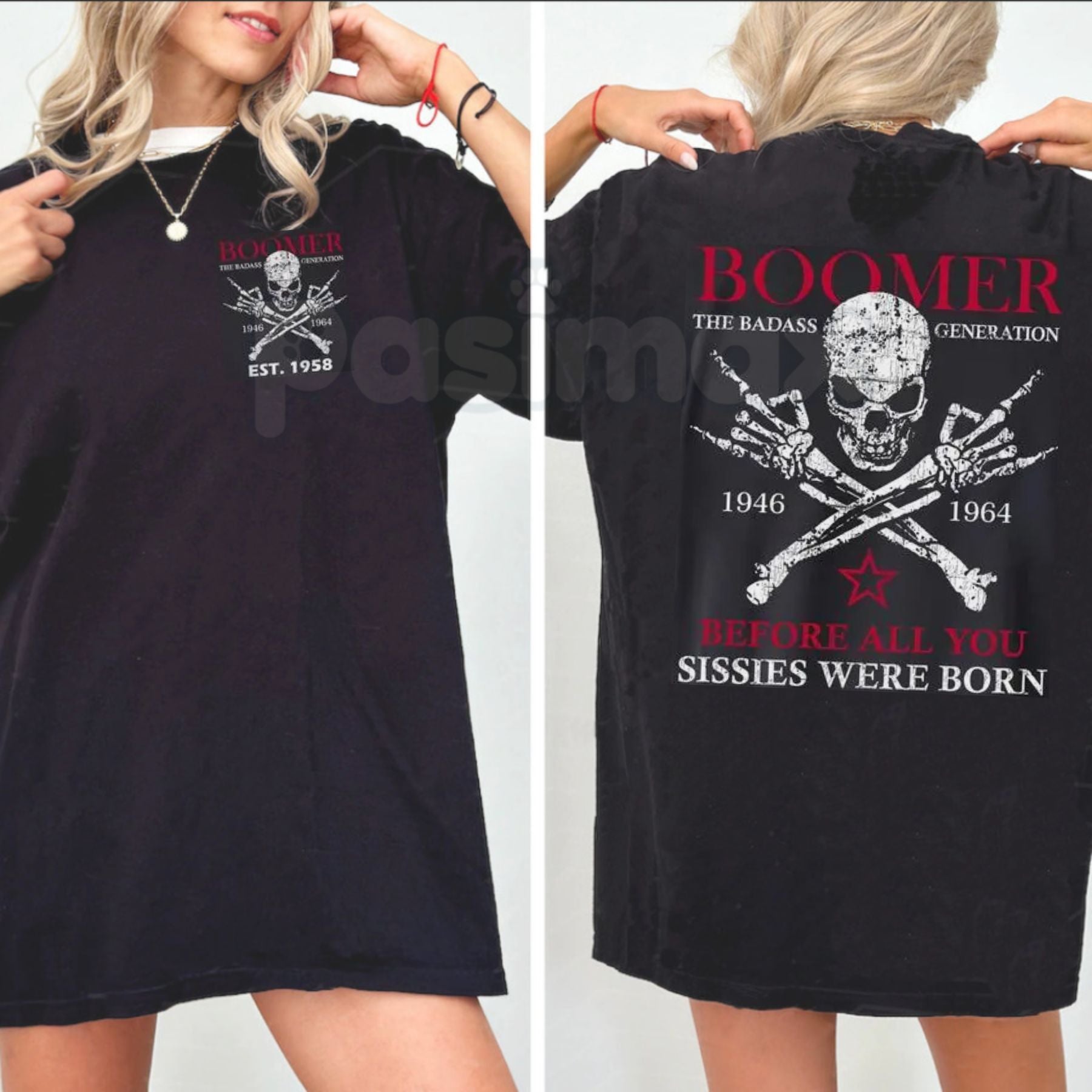 Old School Boomer Legacy T-Shirt (1946–1964) - Vintage Skull Statement Tee, Generational Pride Apparel, Tough Guy Slogan Gift-Pasimax