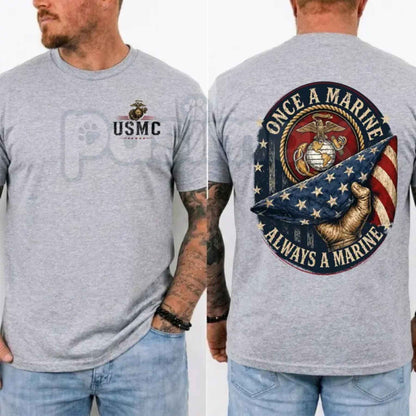 Once A Marine Always A Marine T-Shirt – USMC Veteran Pride Unisex Cotton Graphic Tee-Pasimax