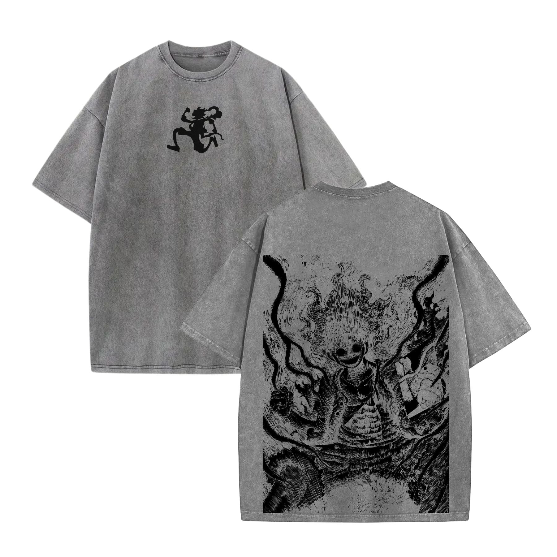 One Piece "Luffy Joyboy" Retro Vintage T-Shirt – Unisex Anime Acid Washed Tee-Pasimax