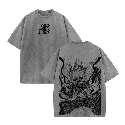 One Piece "Luffy Joyboy" Retro Vintage T-Shirt – Unisex Anime Acid Washed Tee-Pasimax
