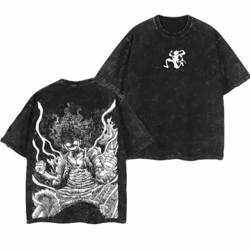One Piece "Luffy Joyboy" Retro Vintage T-Shirt – Unisex Anime Acid Washed Tee-Pasimax
