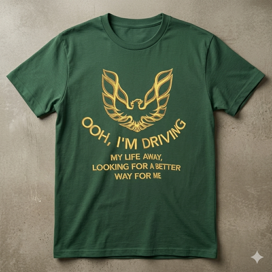 "Ooh I'm Driving My Life Away" T-Shirt – Vintage Country-Rock Trucker Graphic Tee-Pasimax