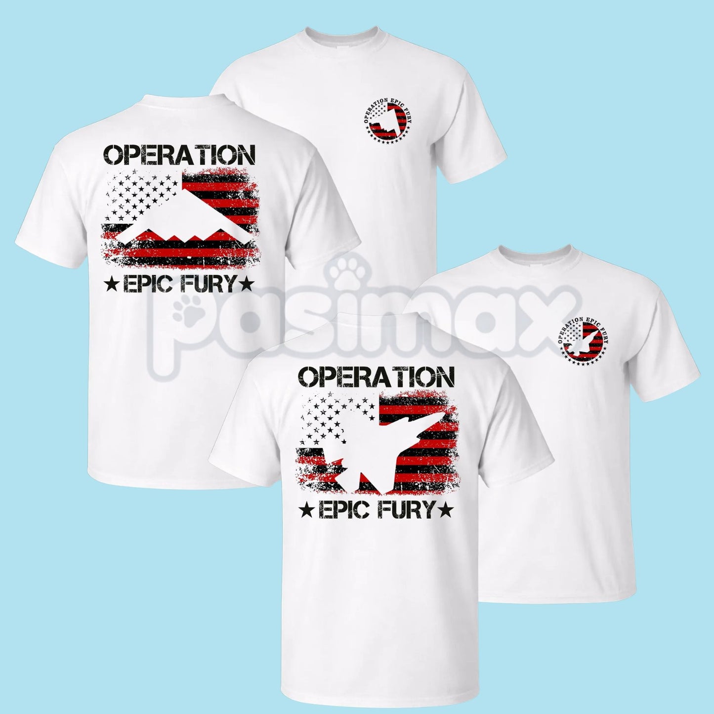 Operation Eric Fury Military T-Shirt - B-2 Spirit & F-35 Lightning II Stealth Tee, Premium 100% Cotton Aviation Graphic Shirt, Tactical Air Force Fan Top, Modern Stealth Bomber Streetwear, Unique Gift for Pilots & Veterans-Pasimax