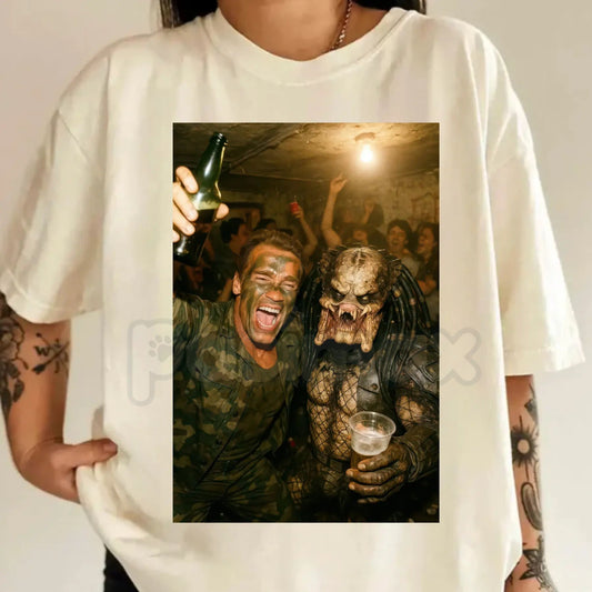 PREDATOR Printed Design Unisex T-Shirt - Iconic Sci-Fi Movie Graphic Tee, Classic 80s Action Film Apparel, Jungle Hunter Nostalgia Gift-Pasimax