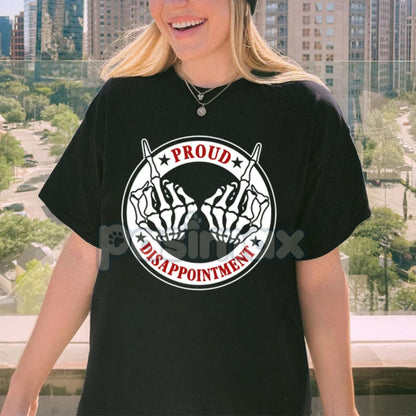 "PROUD DISAPPOINTMENT" Defiant Bone Hand Print Men's Tee - Sarcastic Graphic T-Shirt, Edgy Humor Statement Top-Pasimax