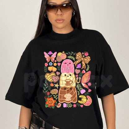 Pan-tasmas Ghost Mexican Conchas T-Shirt – Spooky Cute Halloween Pan Dulce Unisex Tee-Pasimax