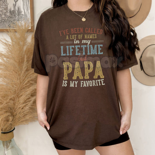 "Papa Is My Favorite Name" Father's Day Papa T-Shirt - Heartfelt Grandfather Gift, Proud Papa Slogan Tee, Best Grandpa Apparel-Pasimax