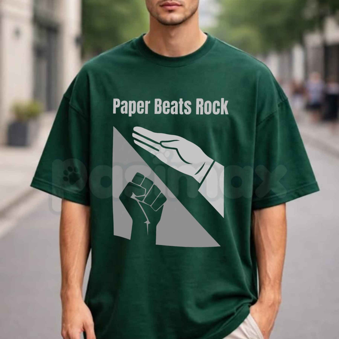 Paper Beats Rock T-Shirt – Funny Rock Paper Scissors Unisex Cotton Graphic Tee-Pasimax