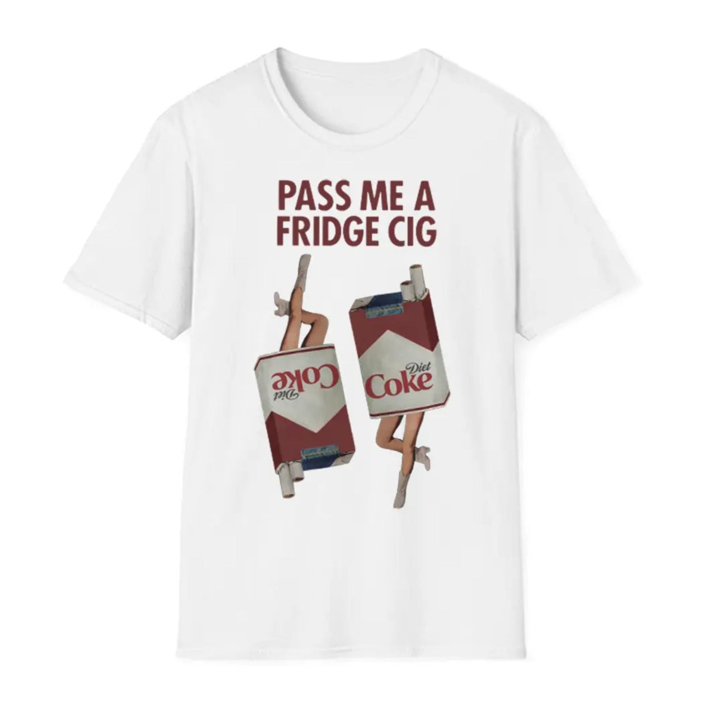 "Pass Me a Fridge Cig" Funny Graphic T-Shirt - Playful Retro Parody Tee, Unique Humor Apparel-Pasimax