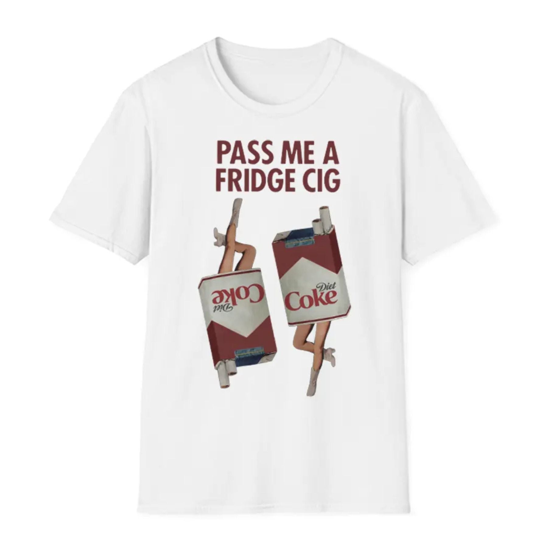 "Pass Me a Fridge Cig" Funny Graphic T-Shirt - Playful Retro Parody Tee, Unique Humor Apparel-Pasimax