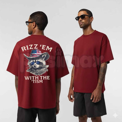 Patriotic Rizz Em With The Tism T-Shirt – Funny Cool Raccoon Patriotic Unisex Tee-Pasimax