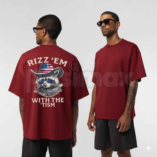 Patriotic Rizz Em With The Tism T-Shirt – Funny Cool Raccoon Patriotic Unisex Tee-Pasimax
