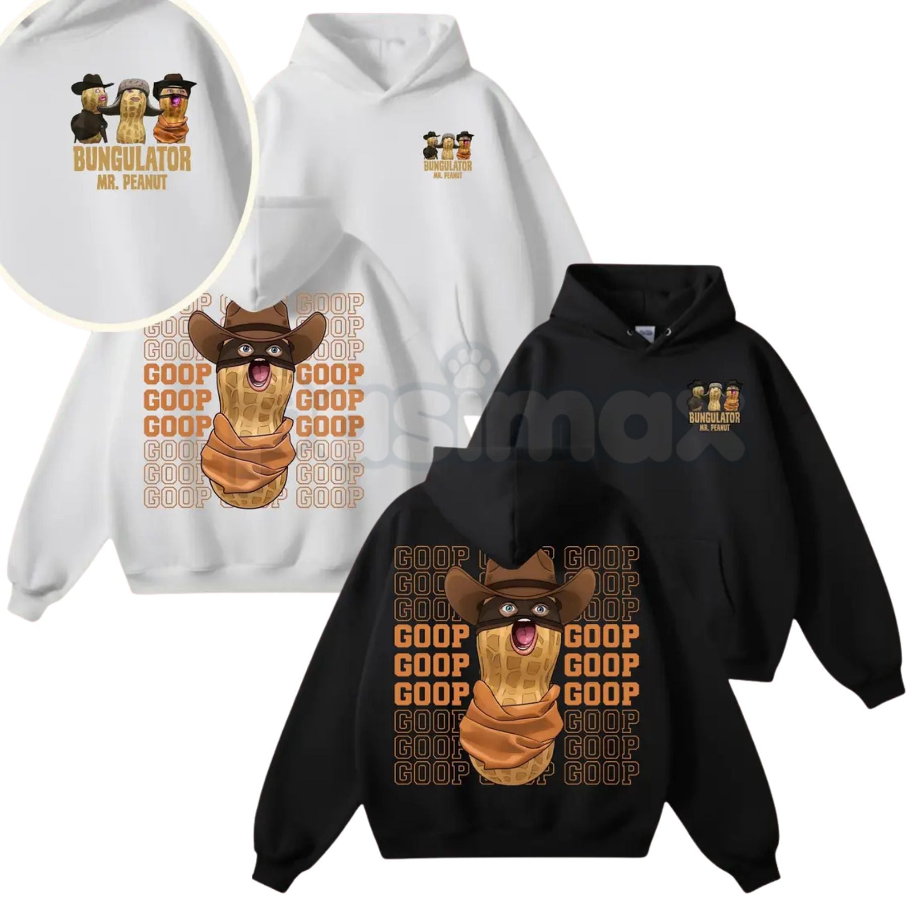 Peanut Bungulator Goop Hoodie – Funny Cowboy Peanut Graphic Pullover, Surreal Humor Aesthetic Streetwear, Unisex Vintage Hoodie-Pasimax