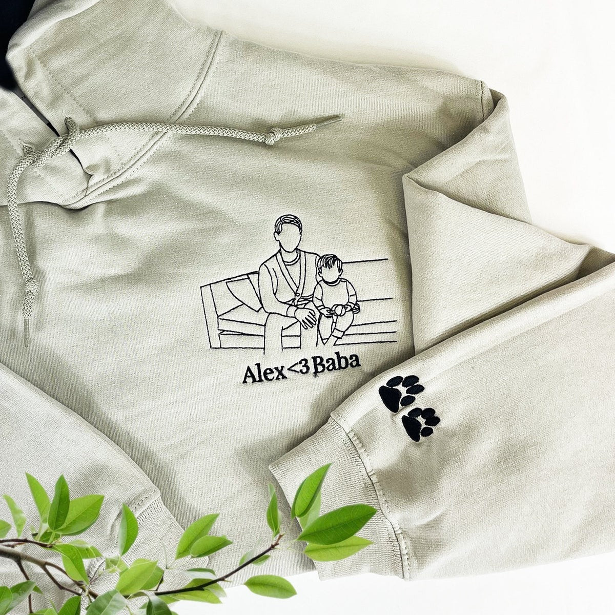 Personalized Embroidered Dad Sweatshirt – Custom Family Portrait, Meaningful Gift for Dad