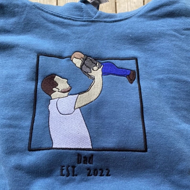 Personalized Family Sweatshirt, Custom Embroidered Portrait from Photo On Hoodie, Threads of Love Sweatshirt