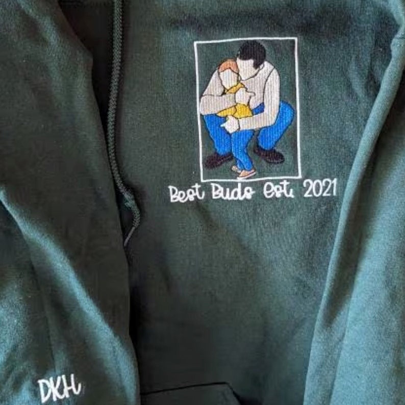 Personalized Family Sweatshirt, Custom Embroidered Portrait from Photo On Hoodie, Threads of Love Sweatshirt