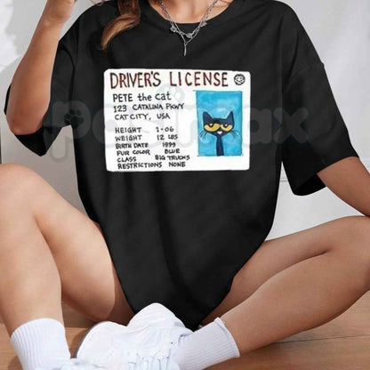Petee The Cat Funny Driver Shirt – Groovy Childhood Cartoon Graphic Tee, Unisex Cotton Retro Character T-Shirt-Pasimax