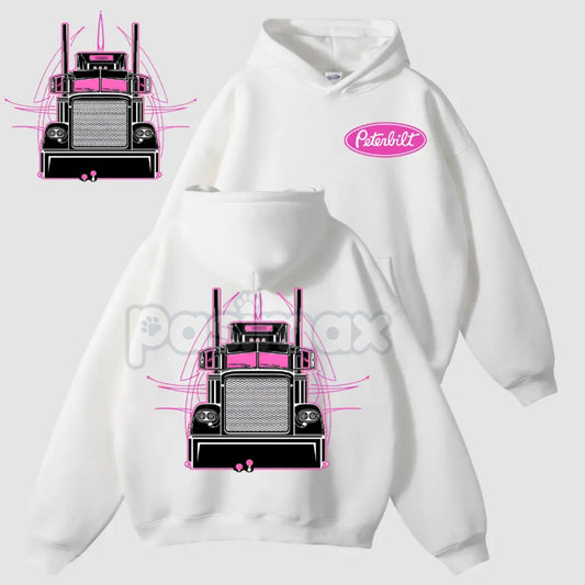 Peterbilt Pink Semi Truck 2-Sided Hoodie – Unique Trucker Pullover, Bold Graphic Apparel, Unisex-Pasimax