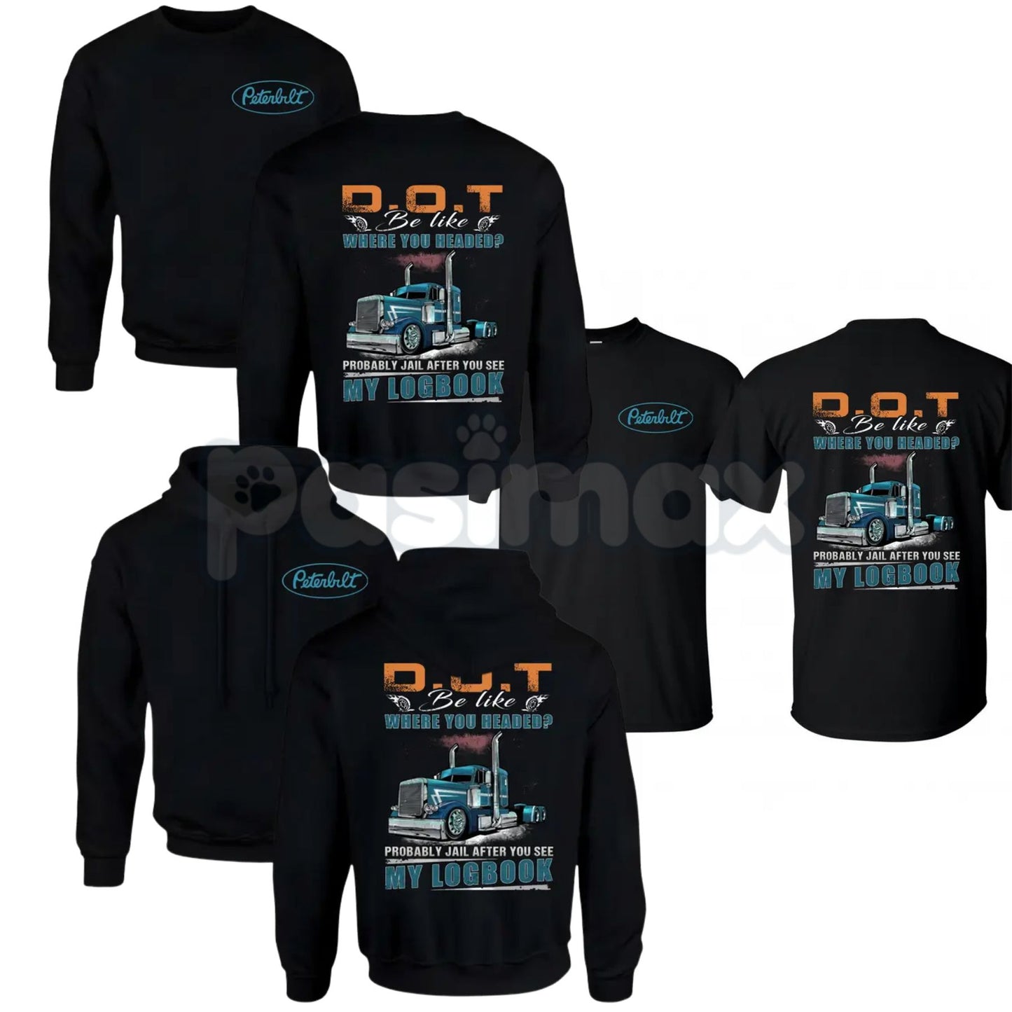 Peterbilt Trucker Hoodie – Funny DOT Logbook Joke Sweatshirt & Big Rig Graphic T-Shirt-Pasimax