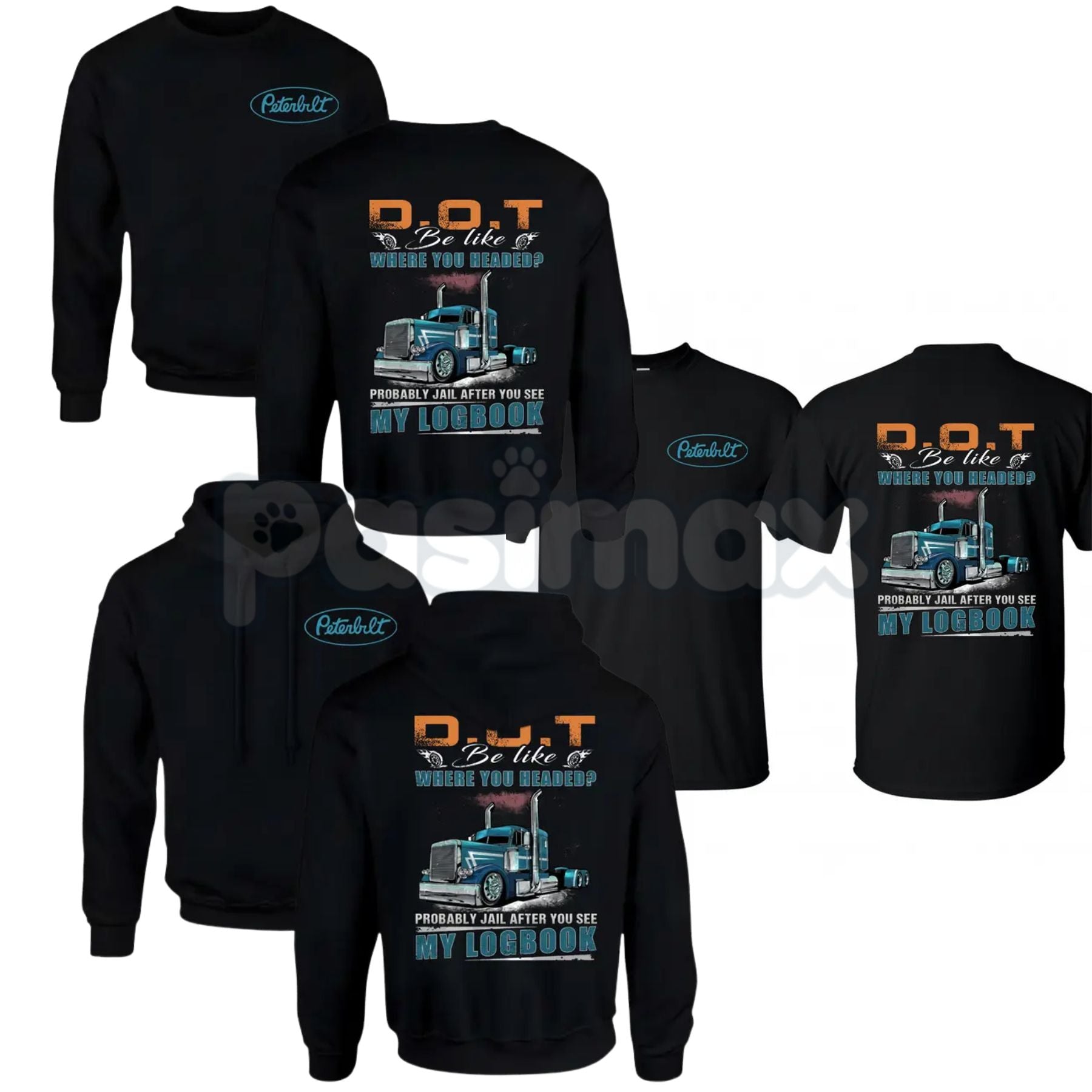 Peterbilt Trucker Hoodie – Funny DOT Logbook Joke Sweatshirt & Big Rig Graphic T-Shirt-Pasimax
