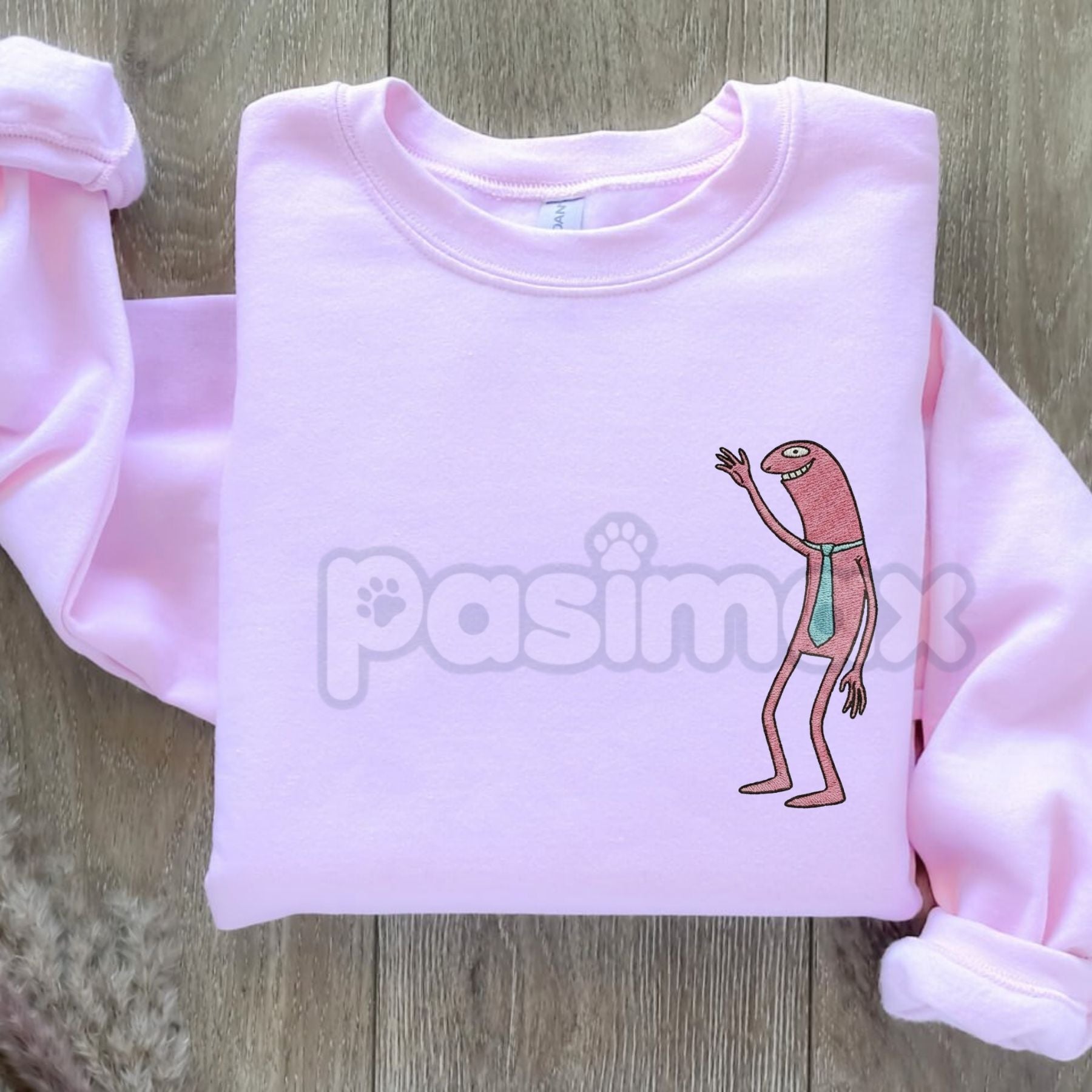 Pim & Charlie Smiling Friends Embroidered Crewneck – Funny Animation Sweatshirt-Pasimax