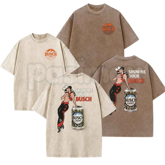 Pin Up Cowgirl Drinking T-Shirt – Y2K Dive Bar Graphic Tee, Vintage Washed Retro Western Summer Lightweight Cotton Streetwear Top-Pasimax