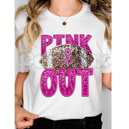 Pink Ribbon Football Breast Cancer Awareness T-Shirt – Women's Summer Graphic Tee-Pasimax