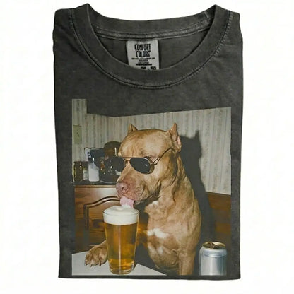 Comfort Colors® Custom Dog Breeds Drinking Beer T-Shirt – Vintage 90s Funny Edgy Dog Meme Tee, Aesthetic Retro Brewery Lover Dog Dad Gift Top
