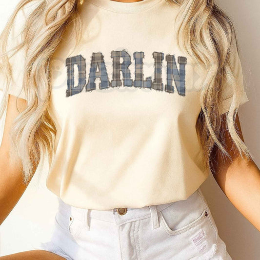 Plaid Darlin Graphic T-Shirt – Country Western Southern Style Unisex Tee-Pasimax