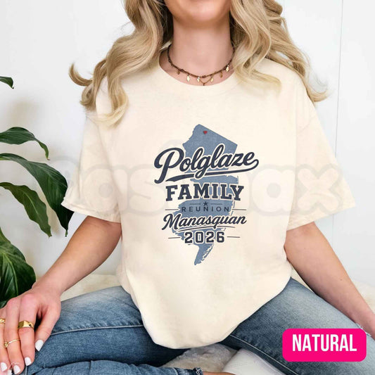 Polglaze Family Reunion Manasquan 2026 T-Shirt – Custom Beach Commemorative Graphic Tee, New Jersey Shore Family Vacation Unisex Cotton Shirt-Pasimax