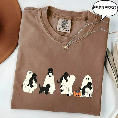 Comfort Colors® Custom Dog Halloween T-Shirt – Breeds Available Ghost Boba Tea Funny Pet Graphic Tee, Spooky Dog Lover Unisex Top