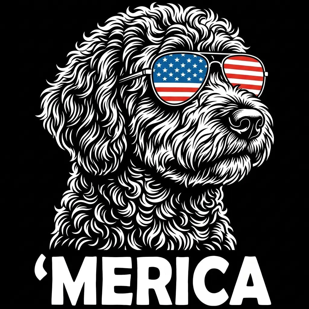 Comfort Colors® Patriotic Dog 4th of July T-Shirt – Funny "Merica" Golden Retriever & Australian Shepherd Shirt, Retro Independence Day Dog Lover Tee