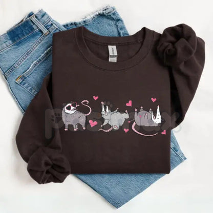 Possum Valentine Sweatshirt | Funny Possum Shirt | Aesthetic Valentine Crewneck | Cute Trash Cat Jumper | Sarcastic Valentine's Gift for Her | Quirky Possum Love Pullover-Pasimax