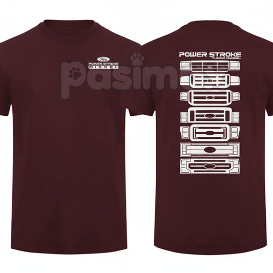 Power Stroke Evolution 2-Sided T-Shirt - Ford Diesel History Graphic Tee, Performance Truck Enthusiast Shirt, 7.3L 6.7L Evolution Apparel-Pasimax