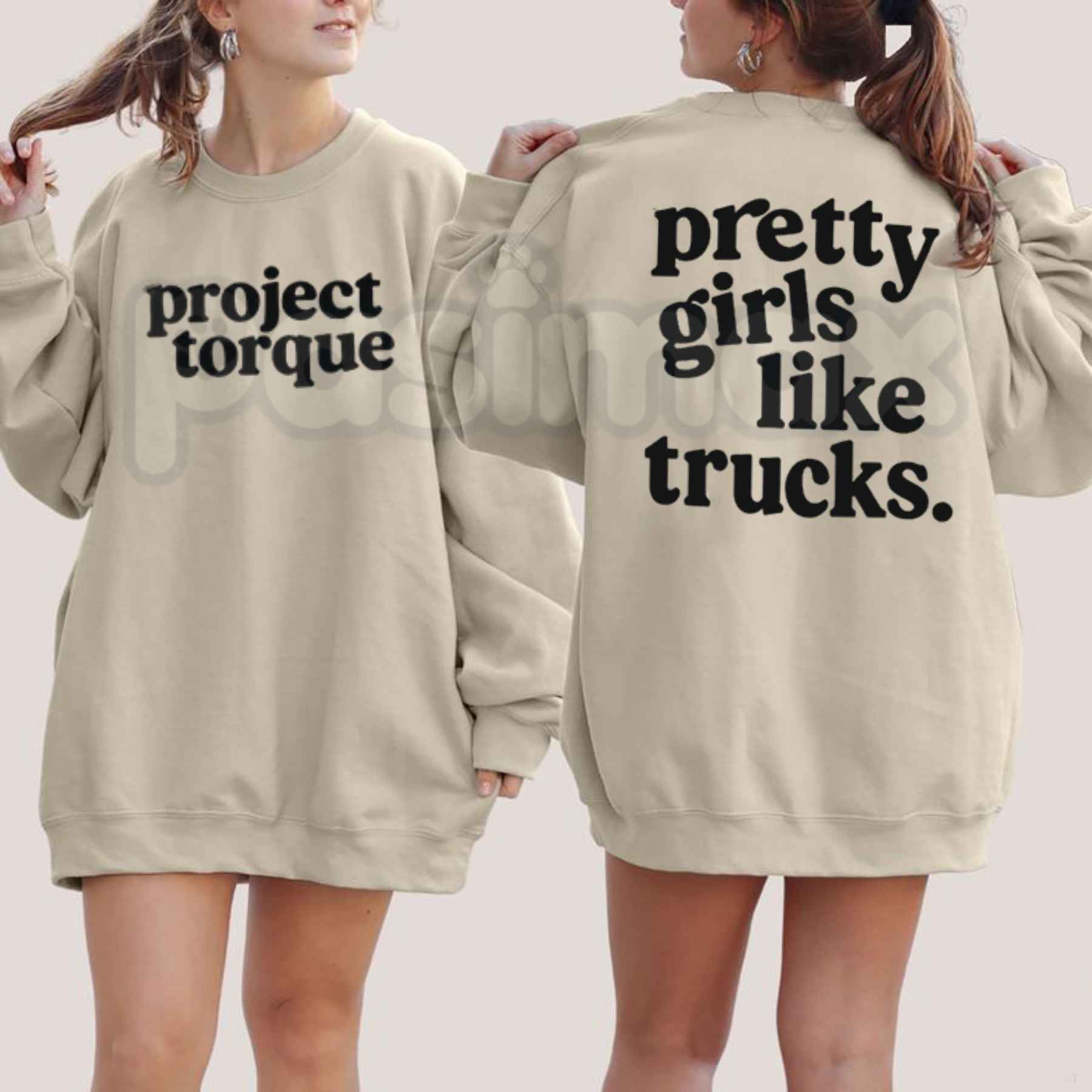 Pretty Girls Like Trucks Sweatshirt | Country Girl Truck Graphic Crewneck-Pasimax