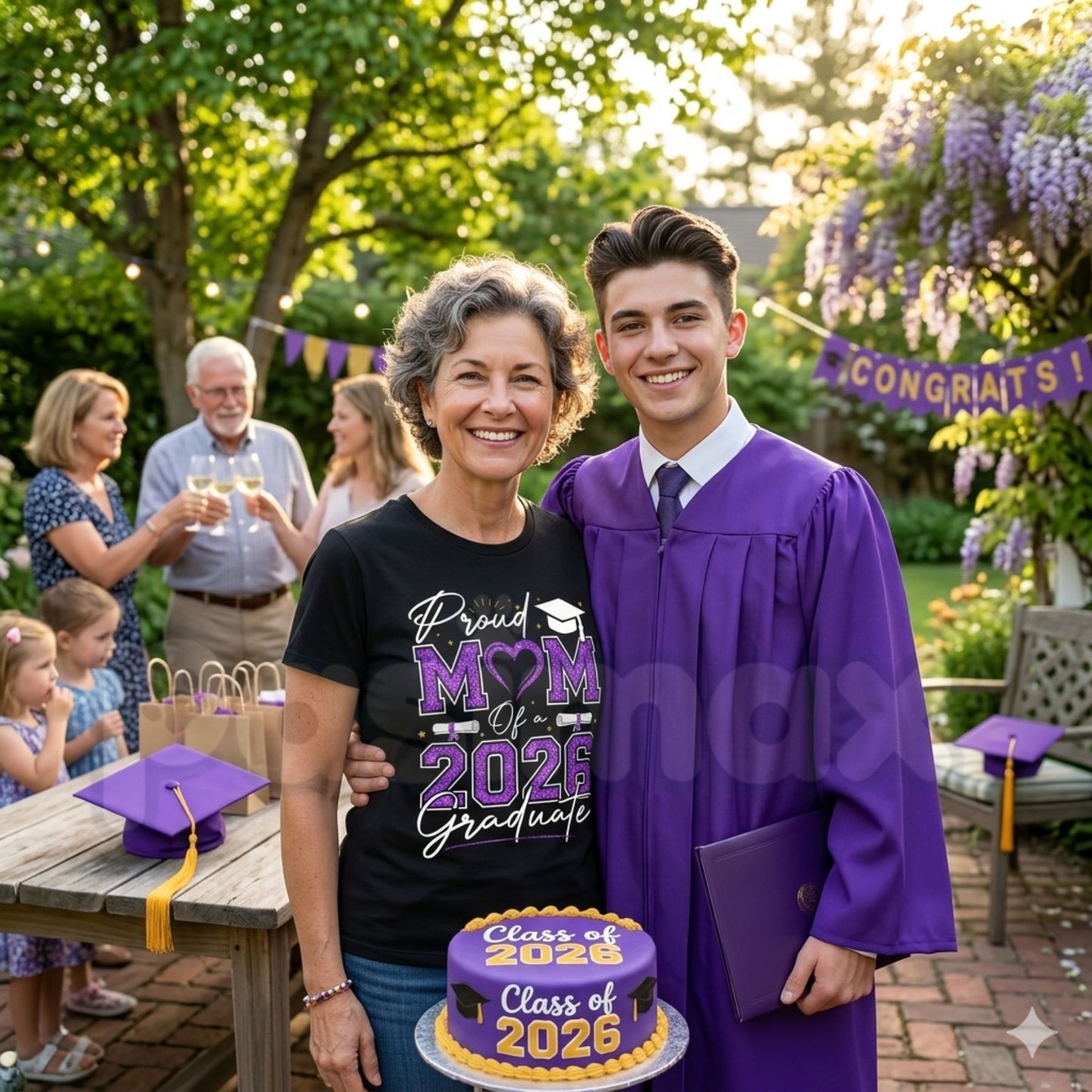 Proud Mom of a 2026 Graduate T-Shirt – Senior 2026 Purple & Gold School Spirit Tee-Pasimax