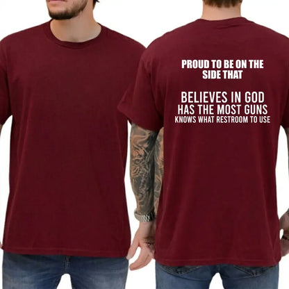 "Proud To Be On The Side That..." T-Shirt – Funny Conservative Republican Patriotic Unisex Graphic Tee-Pasimax